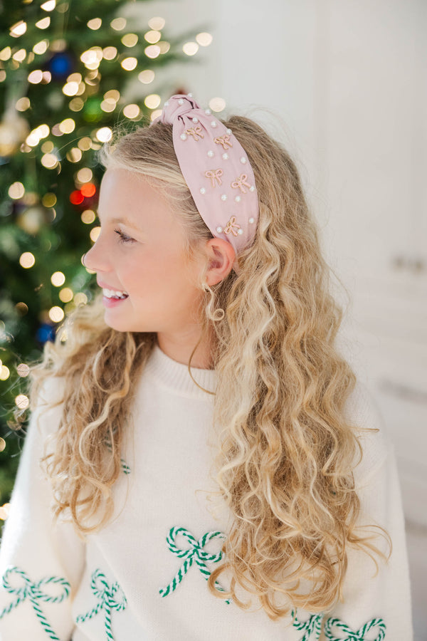 Girls: Finishing Touches Pink Bow Embellished Headband