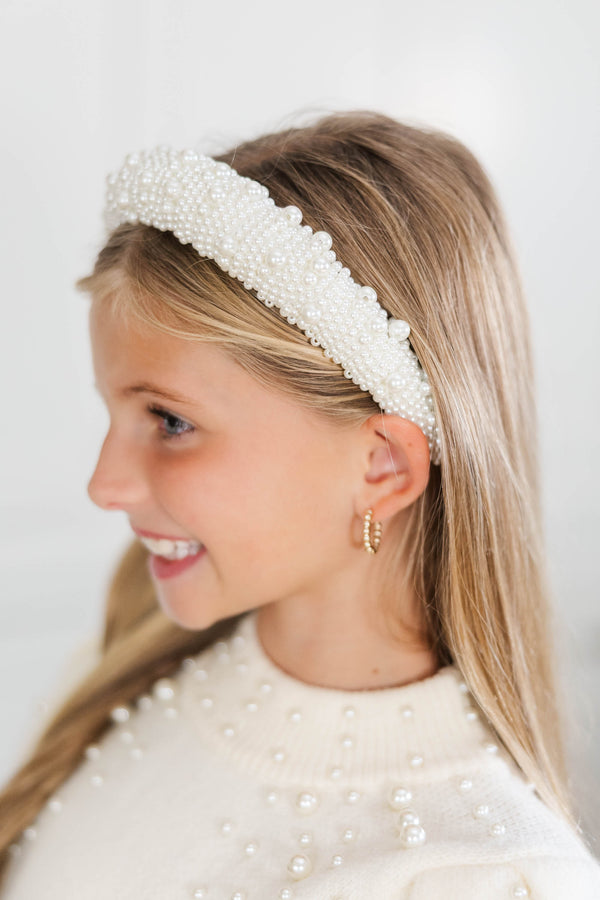 Girls: Just Perfection White Pearl Headband