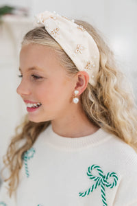 Girls: Finishing Touches Cream Bow Embellished Headband