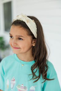 Girls: Finishing Touches Cream Bow Embellished Headband