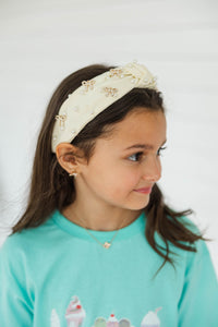 Girls: Finishing Touches Cream Bow Embellished Headband