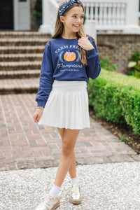 Girls: Farm Fresh Pumpkins Navy Graphic Sweatshirt