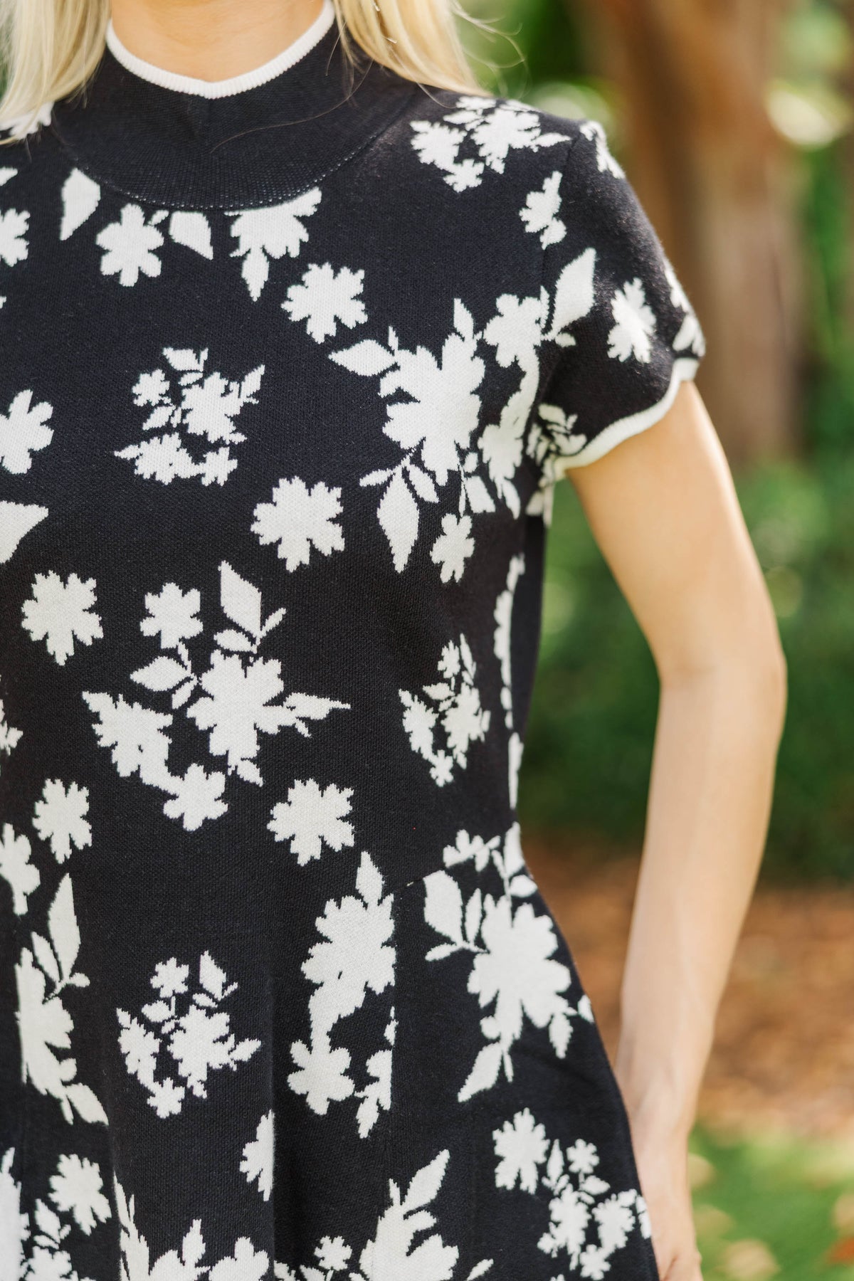 Black Dress with Sweet Pink Flower Print