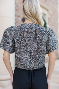 Something To You Black Leopard Cropped Jacket