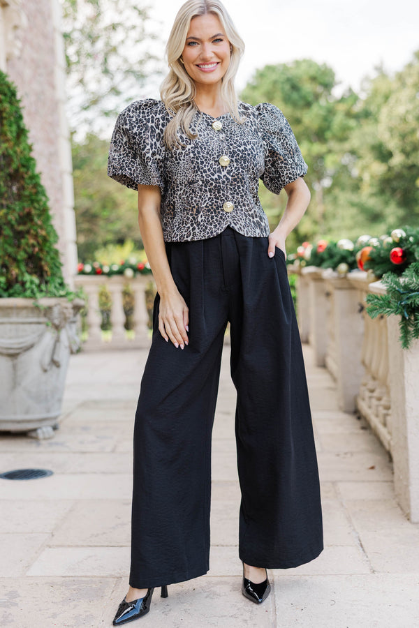 Something To You Black Leopard Cropped Jacket