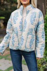 Looking At Success Blue Medallion Quilted Jacket