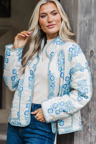 Looking At Success Blue Medallion Quilted Jacket – Shop the Mint