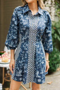 Get A Clue Navy Toile Dress