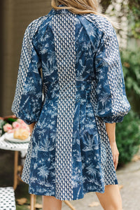 Get A Clue Navy Toile Dress