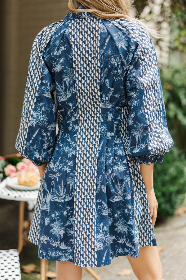Get A Clue Navy Toile Dress