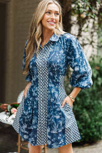 Get A Clue Navy Toile Dress