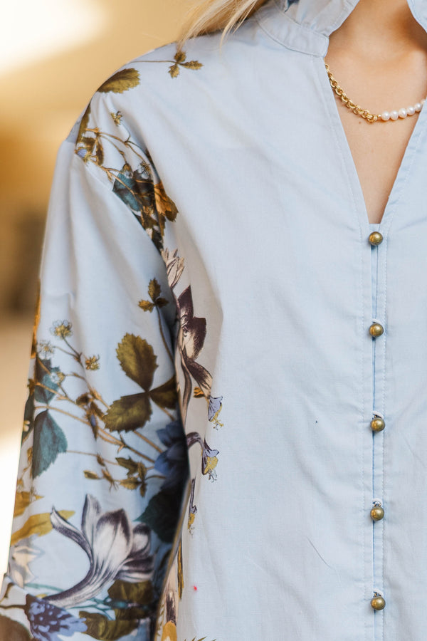 Into The Skies Blue Floral Blouse