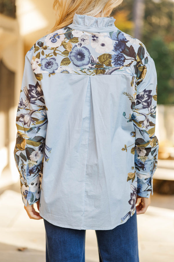Into The Skies Blue Floral Blouse