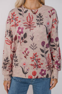 When I Am With You Taupe Floral Sweater