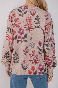 When I Am With You Taupe Floral Sweater