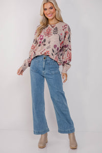 When I Am With You Taupe Floral Sweater