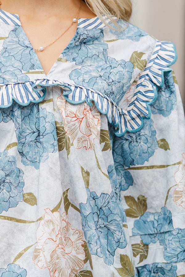 Willow Moon Blue Floral Blouse
