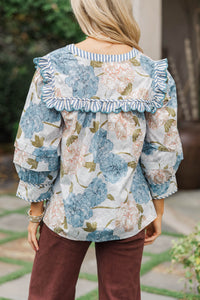 Willow Moon Blue Floral Blouse