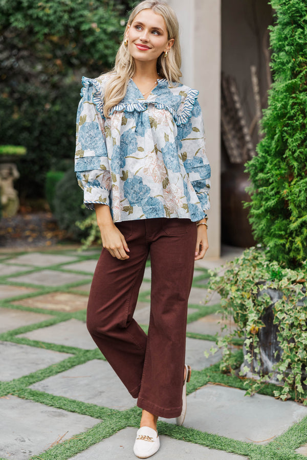 Willow Moon Blue Floral Blouse