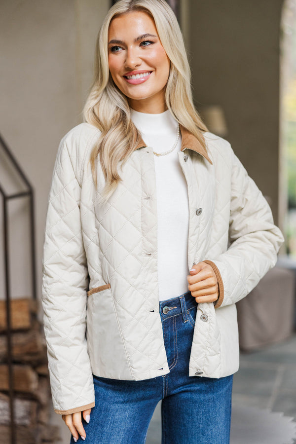 Just This Once Cream Quilted Jacket