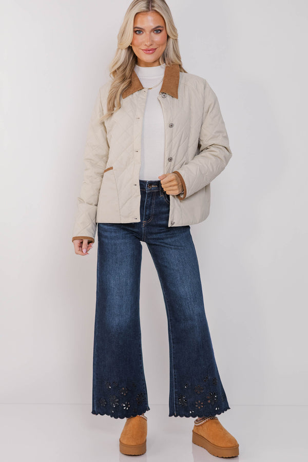 Just This Once Cream Quilted Jacket