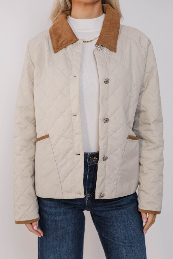 Just This Once Cream Quilted Jacket