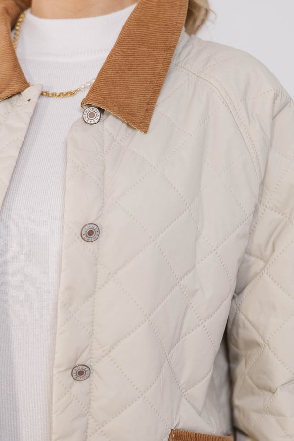 Just This Once Cream Quilted Jacket