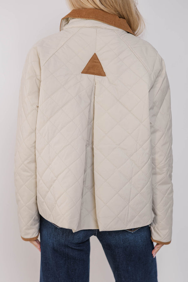 Just This Once Cream Quilted Jacket