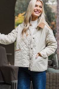 Just This Once Cream Quilted Jacket