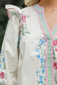 Softly Stunning Cream Medallion L/S Blouse