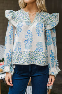 Effortless Elegance Blue Medallion Blouse