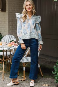 Effortless Elegance Blue Medallion Blouse