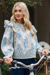 Effortless Elegance Blue Medallion Blouse