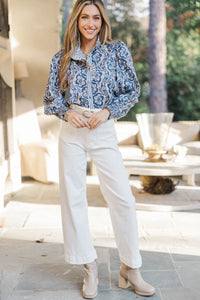 Say How You Feel Navy Medallion Blouse