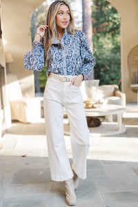 Say How You Feel Navy Medallion Blouse