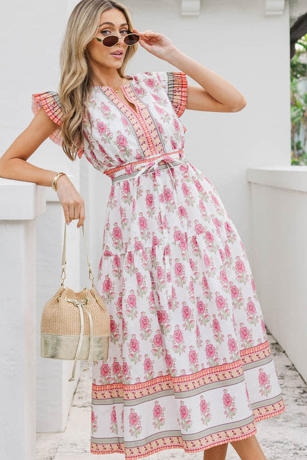 This One’s A Must White Floral Midi Dress