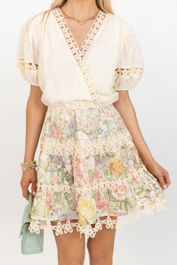 Made For The Moment Cream Eyelet Dress