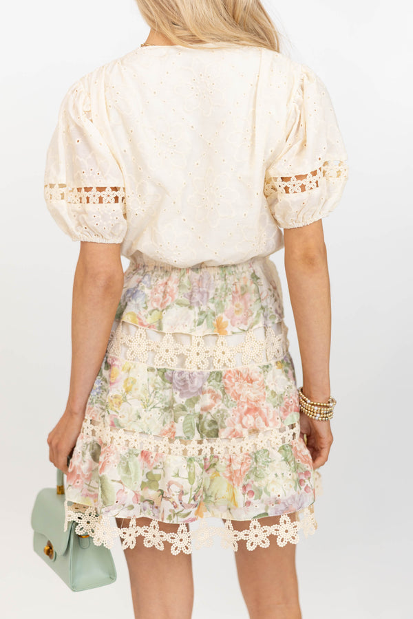 Made For The Moment Cream Eyelet Dress
