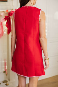 Perfectly Poised Red Tweed Mini Dress