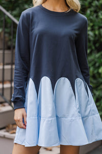 Graceful Beauty Navy Colorblock Dress