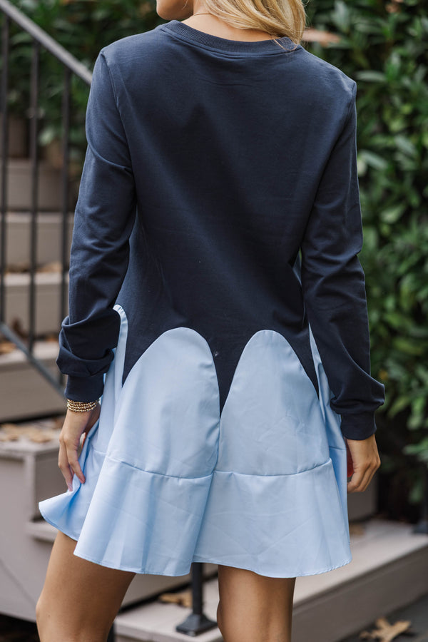 Graceful Beauty Navy Colorblock Dress