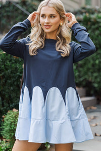 Graceful Beauty Navy Colorblock Dress