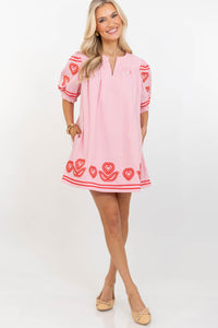 The Weekend Edit Pink Embroidered Dress