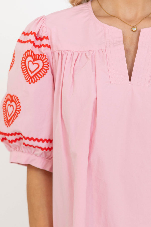 The Weekend Edit Pink Embroidered Dress
