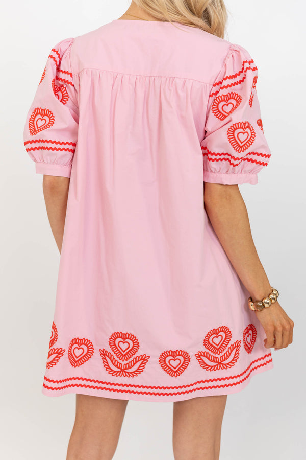 The Weekend Edit Pink Embroidered Dress