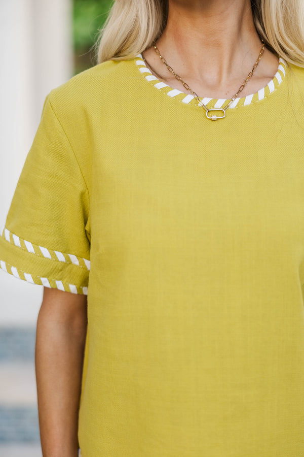 Catch The Feeling Chartreuse Blouse