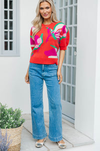 Enchanted Evenings Orange Floral Sweater