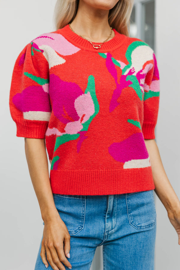 Enchanted Evenings Orange Floral Sweater