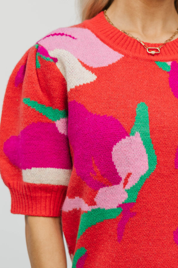 Enchanted Evenings Orange Floral Sweater