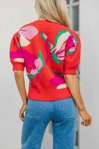 Enchanted Evenings Orange Floral Sweater